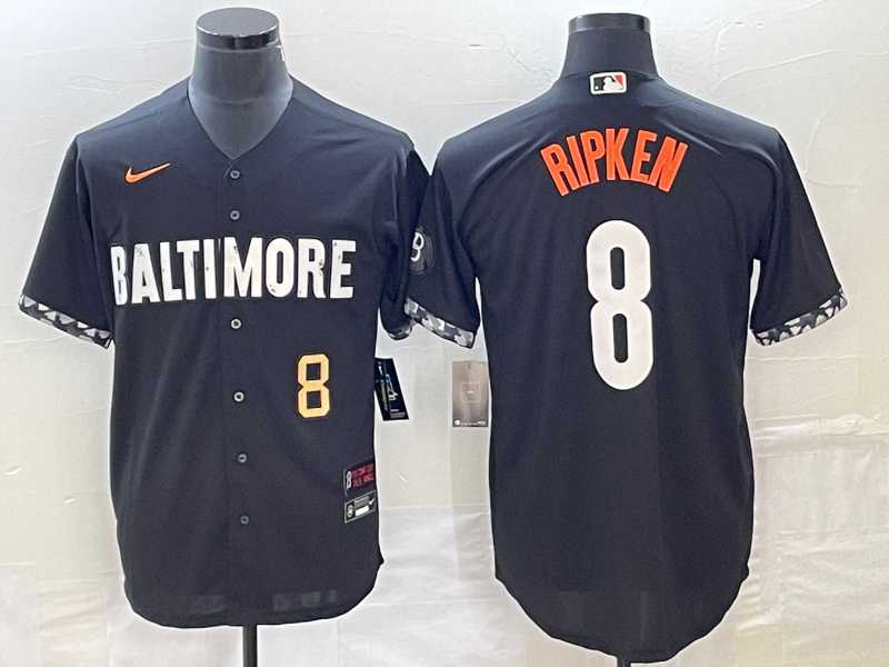 Men%27s Baltimore Orioles #8 Cal Ripken Jr Number Black 2023 City Connect Cool Base Stitched Jersey